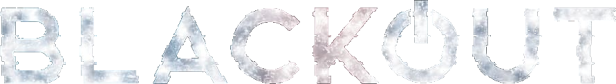 Das Wort „Blackout“ mit einem Power-Symbol als „O“, dargestellt in eisiger Optik.