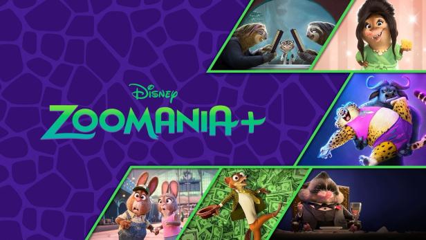 Das Logo für „Zoomania+“ mit verschiedenen Charakteren aus der Serie.