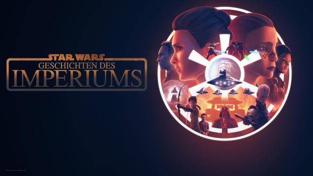 Das Keyart für „Star Wars: Geschichten des Imperiums“ zeigt verschiedene Charaktere und Raumschiffe.