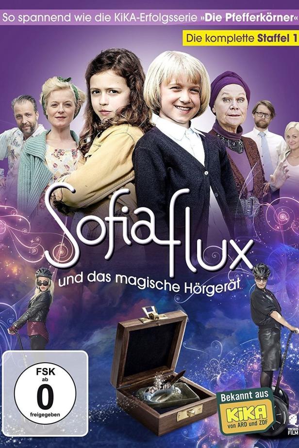 Das Cover der ersten Staffel von „Sofiaflux und das magische Hörgerät“ mit den Hauptdarstellern.