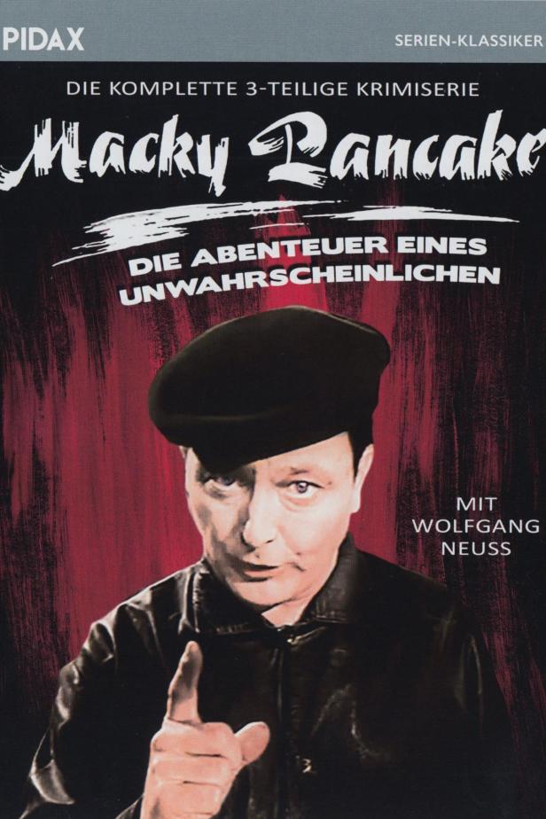Das Cover der 3-teiligen Krimiserie „Macky Pancake“ mit Wolfgang Neuss.
