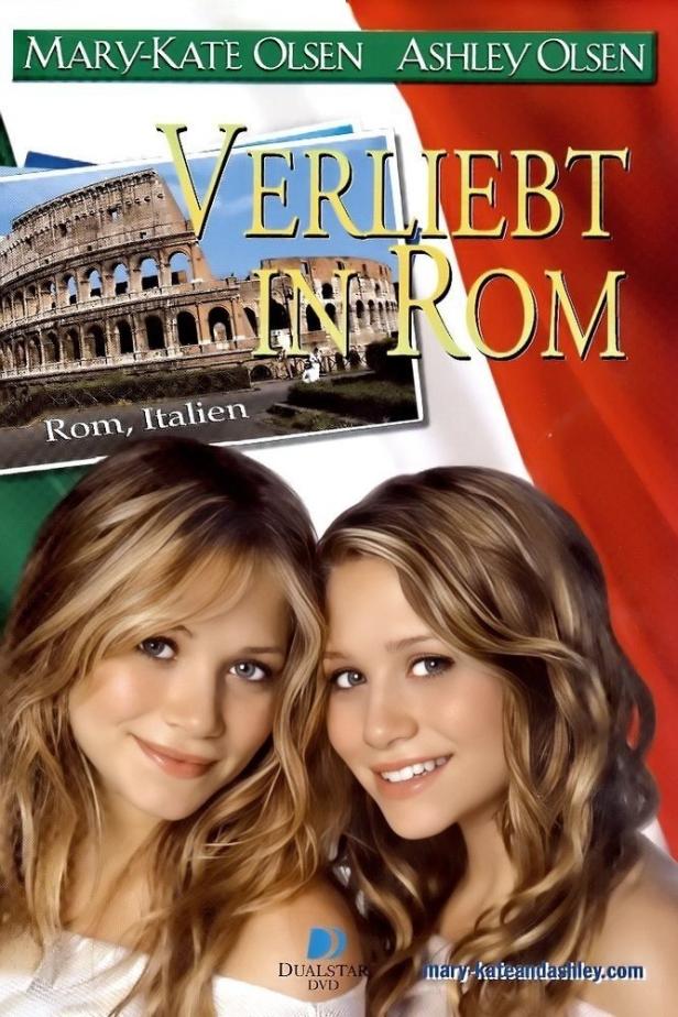 Das Cover des Films „Verliebt in Rom“ mit Mary-Kate und Ashley Olsen vor dem Kolosseum.