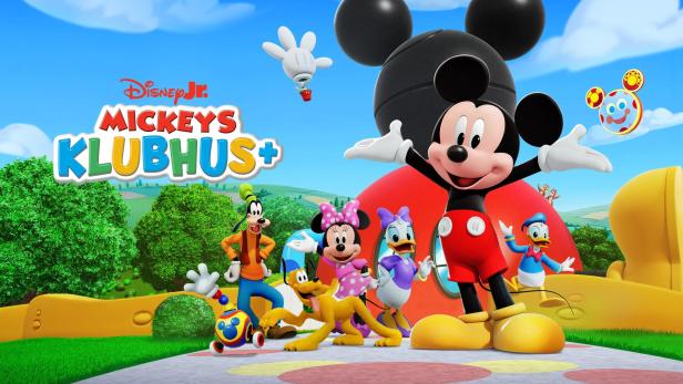 Micky Maus und seine Freunde vor dem „Mickeys Klubhaus+“.