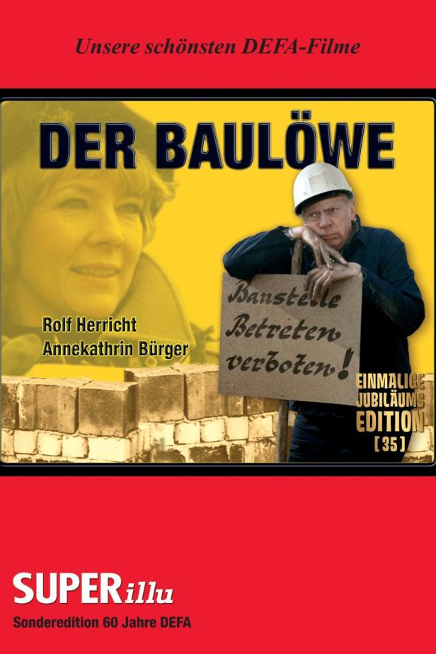 Das Filmplakat für „Der Baulöwe“ mit Rolf Herricht und Annekathrin Bürger.