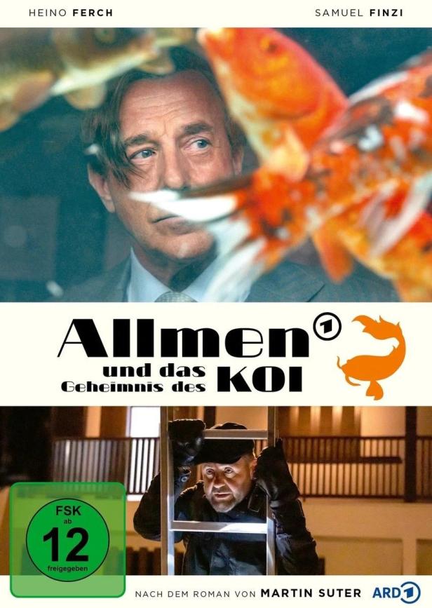 Das Filmplakat zu „Allmen und das Geheimnis des Koi“ mit Heino Ferch und Samuel Finzi.