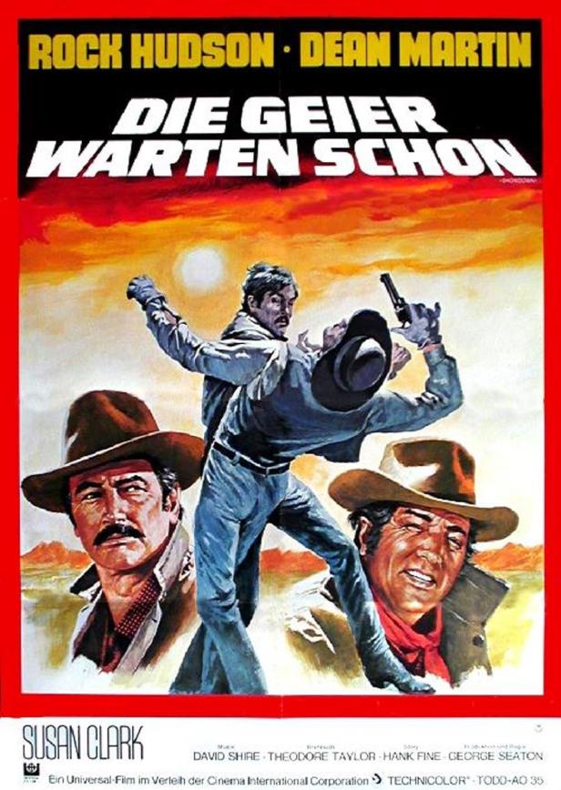 Das Filmplakat für „Die Geier warten schon“ mit Rock Hudson und Dean Martin.