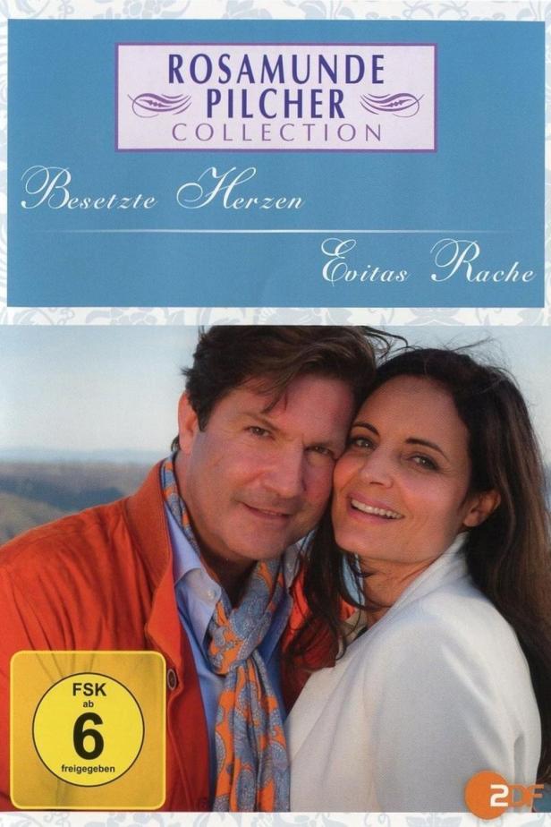 Das DVD-Cover von Rosamunde Pilchers „Besetzte Herzen“ und „Evitas Rache“ zeigt ein Paar.