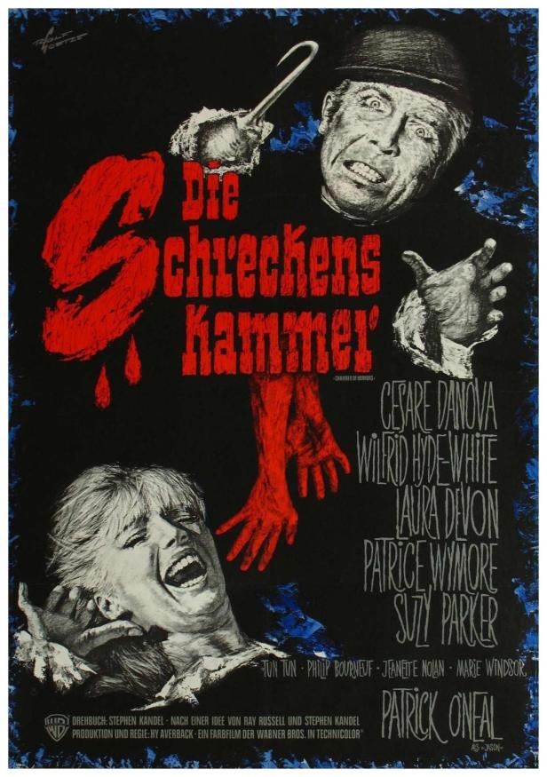 Das Filmplakat für „Die Schreckenskammer“ zeigt eine Frau und einen Mann in Angst.