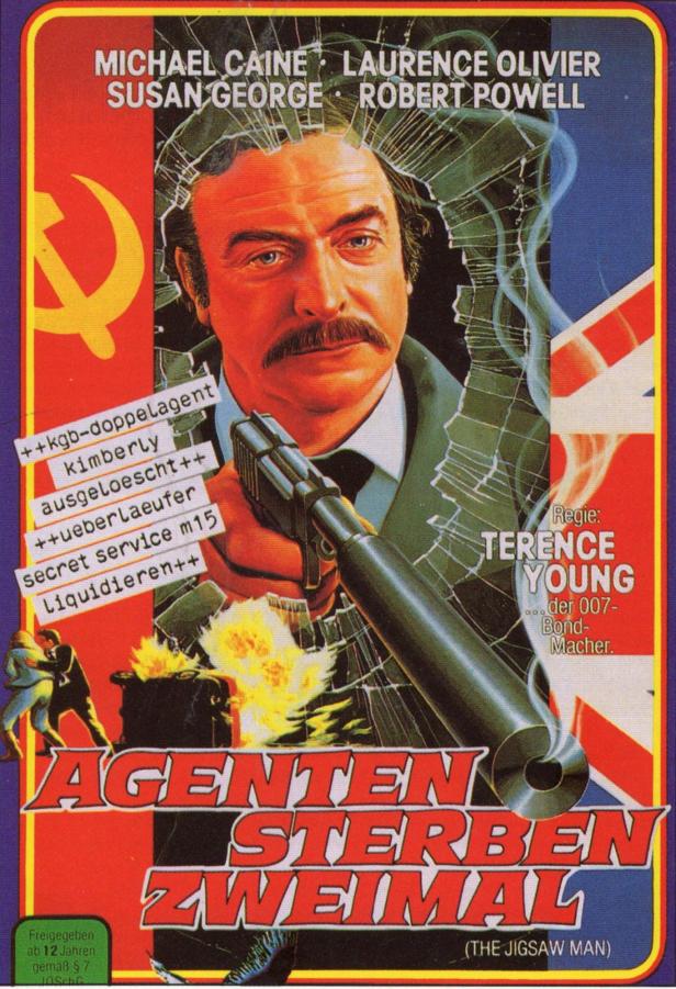 Das Filmplakat für „Agenten sterben zweimal“ mit Michael Caine als Agent im Kalten Krieg.