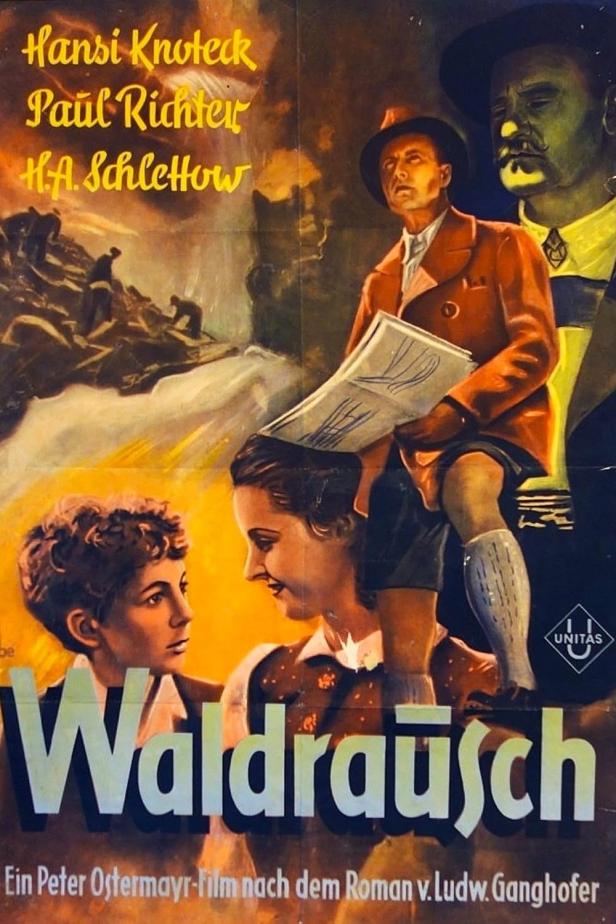 Das Filmplakat für „Waldrausch“ mit Hansi Knoteck, Paul Richter und H.A. Schletow.