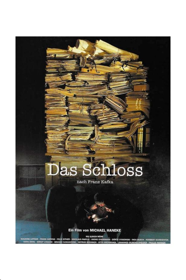 Das Filmplakat zu Michael Hanekes „Das Schloss“ nach Franz Kafka zeigt einen Papierstapel.