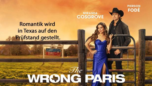 Miranda Cosgrove und Pierson Fodé auf dem Filmplakat zu „The Wrong Paris“.