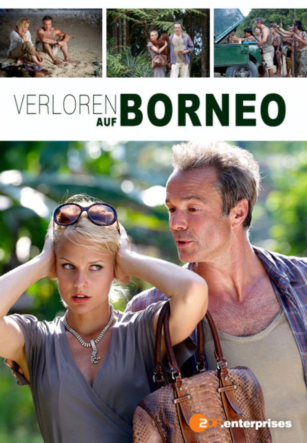 Das Filmplakat für „Verloren auf Borneo“ zeigt eine verärgerte Frau und einen besorgten Mann.