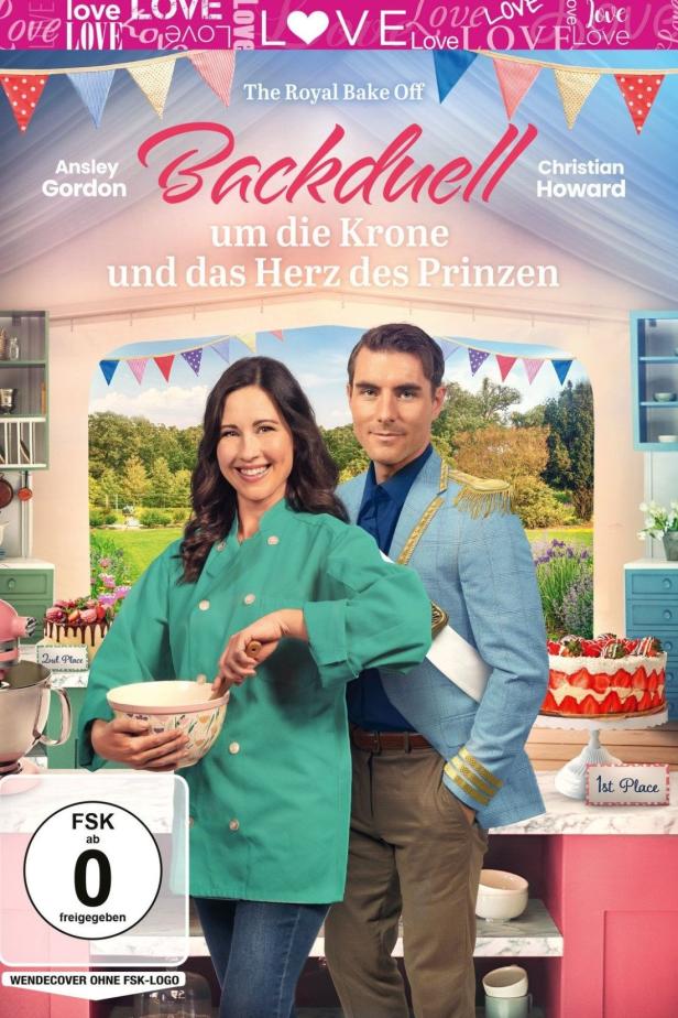 Das Filmplakat zu „Backduell um die Krone und das Herz des Prinzen“ zeigt eine Bäckerin und einen Prinzen.