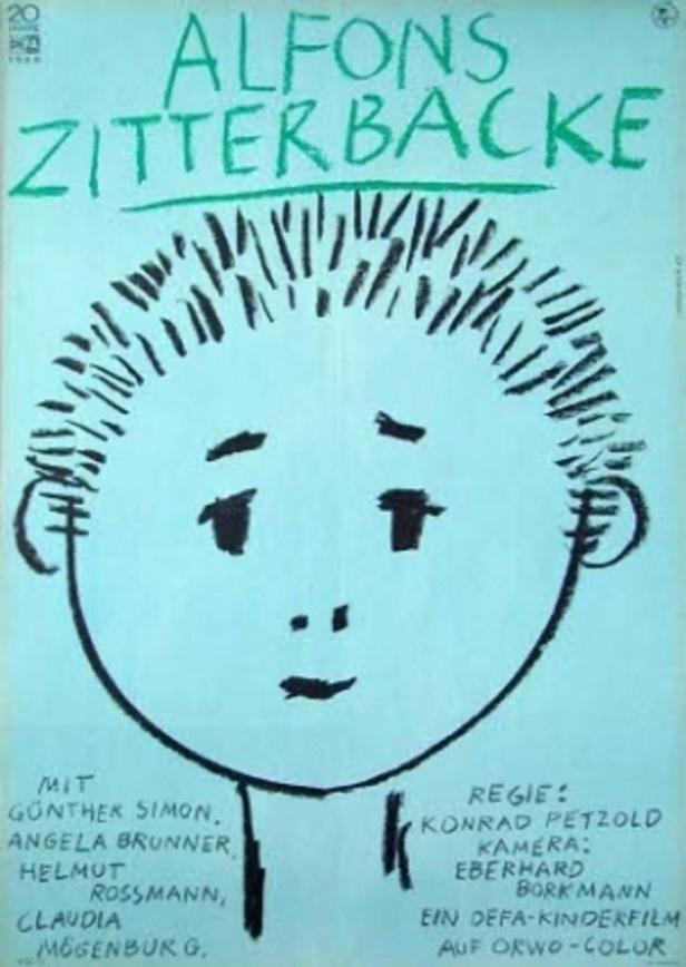 Ein gezeichnetes Filmplakat für „Alfons Zitterbacke“.