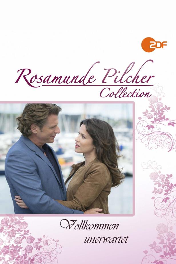 Ein Paar umarmt sich vor dem Hintergrund eines Hafens, Titel: „Vollkommen unerwartet“.