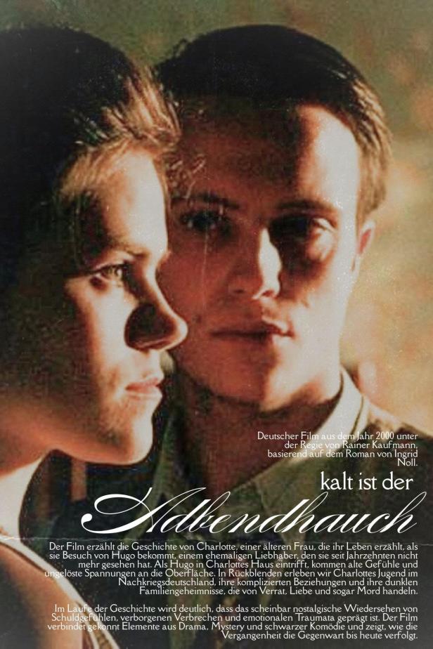 Das Filmplakat zeigt die Gesichter zweier Protagonisten des Films „Kalt ist der Abendhauch“.