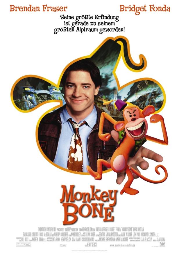 Das Filmplakat für „Monkeybone“ mit Brendan Fraser und einer animierten Affenfigur.