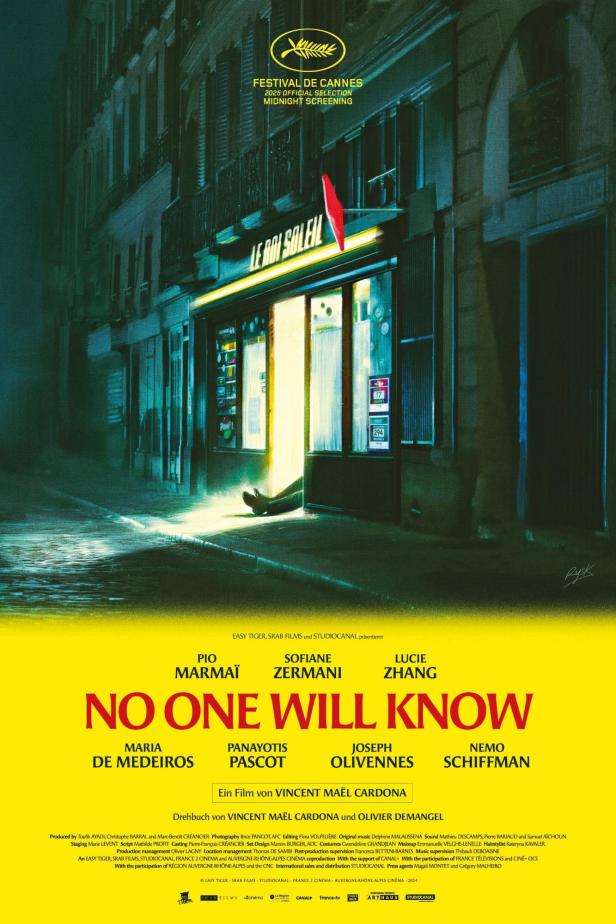 Das Filmplakat für „No One Will Know“ zeigt eine nächtliche Straßenszene mit dem Titel eines Films.