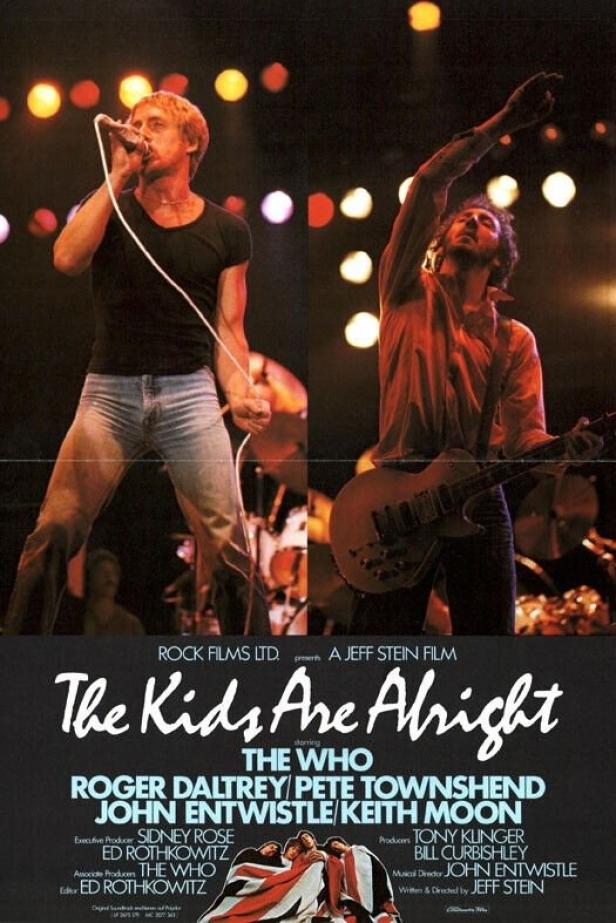 Das Filmplakat für „The Kids Are Alright“ mit Roger Daltrey und Pete Townshend von The Who auf der Bühne.