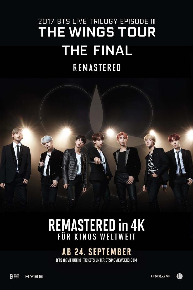 Das Poster für „2017 BTS Live Trilogy Episode III The Wings Tour The Final“ zeigt die sieben Bandmitglieder.