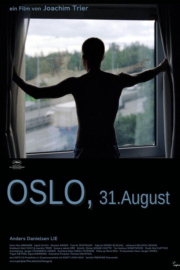 Das Filmplakat für „Oslo, 31. August“ zeigt einen Mann am Fenster.