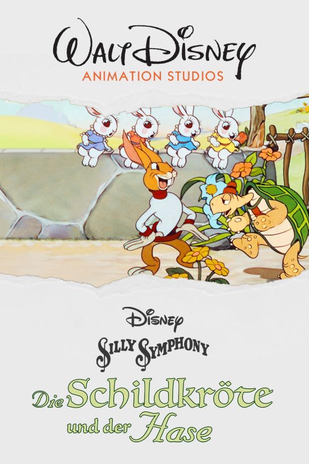 Das Filmplakat zu Disneys „Die Schildkröte und der Hase“ zeigt den Hasen und die Schildkröte.