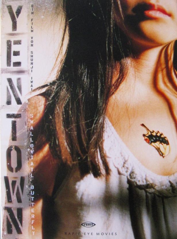 Das Filmplakat für „Yen Town Swallowtail Butterfly“ zeigt eine Frau mit einem Schmetterlingstattoo.