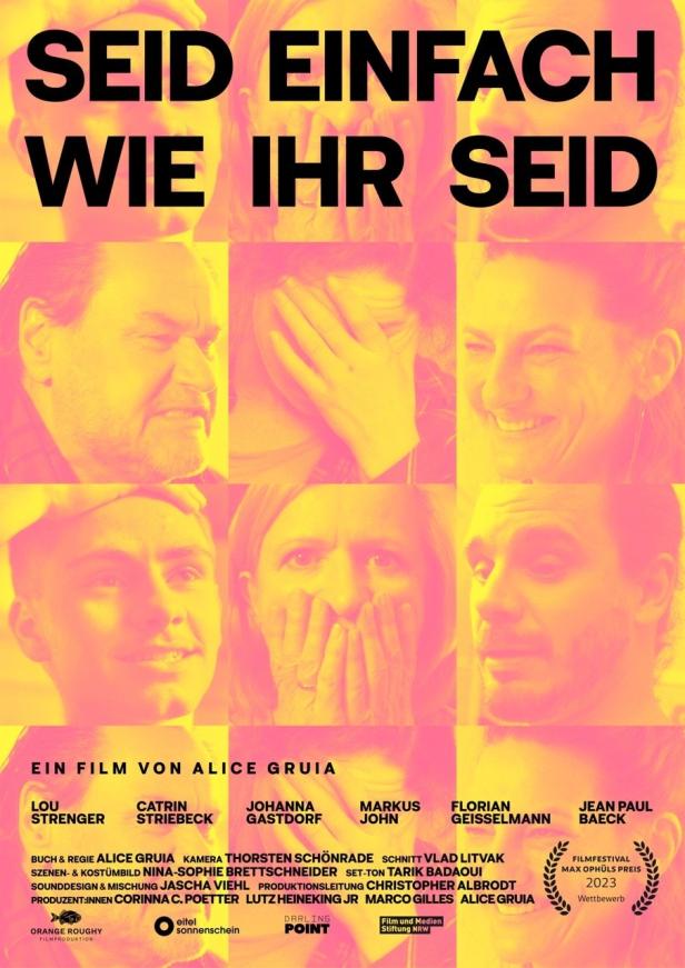 Das Filmplakat für „Seid einfach wie ihr seid“ zeigt Porträts der Schauspieler.