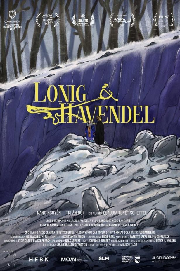 Das animierte Filmplakat zeigt „Lonig & Havendel“ vor einer Felswand.