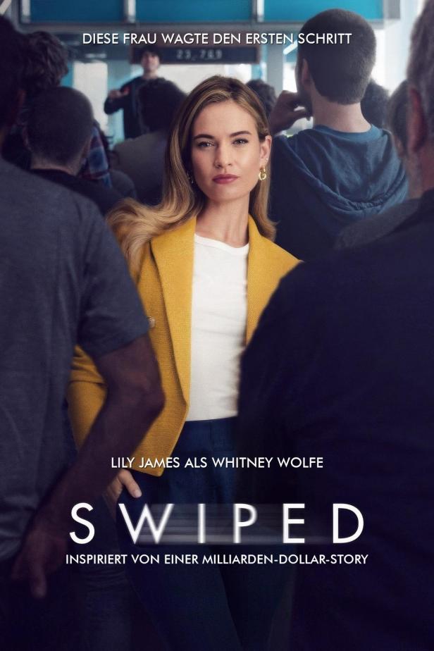 Das Filmplakat zeigt Lily James als Whitney Wolfe in „Swiped“.