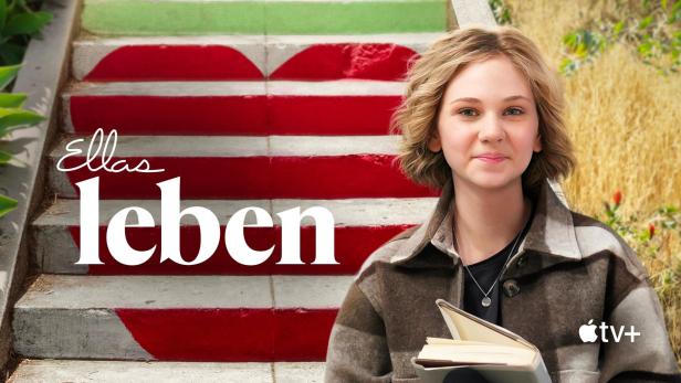 Das Cover von „Ellas Leben“ zeigt ein junges Mädchen vor einer bunten Treppe.