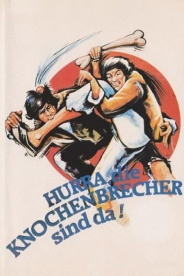 Zwei Männer kämpfen mit einem Knochen in einem Cartoon mit dem Titel „Hurra, die Knochenbrecher sind da!".