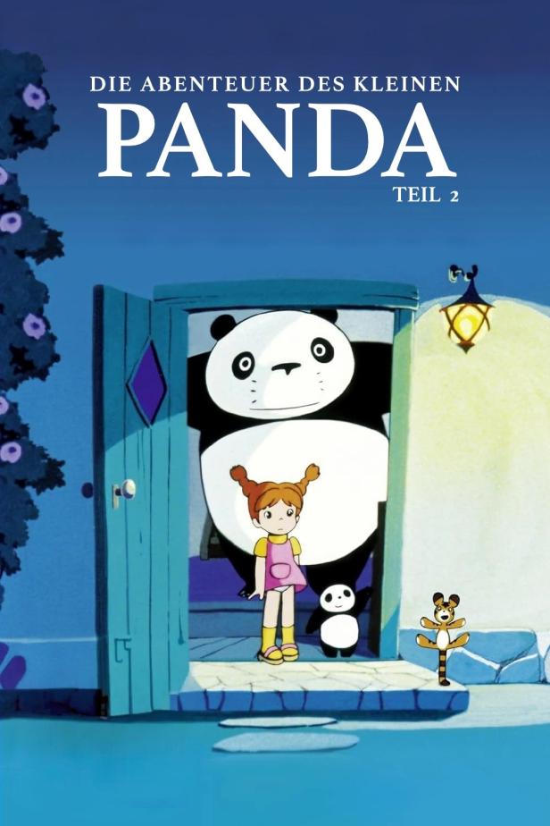 Ein animiertes Filmposter für „Die Abenteuer des kleinen Panda, Teil 2“ mit einem Panda und einem kleinen Mädchen.