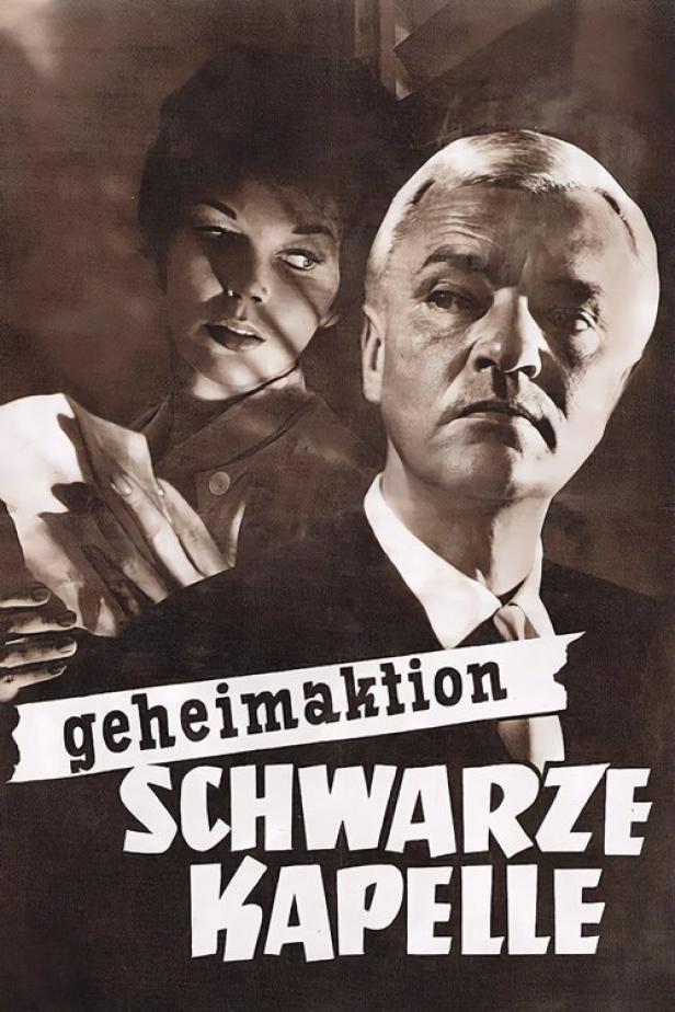 Das Filmplakat für „Geheimaktion Schwarze Kapelle“ zeigt eine Frau und einen Mann im Anzug.