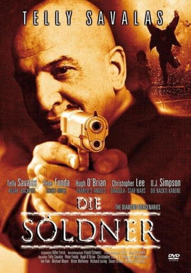Das Filmplakat für „Die Söldner“ zeigt Telly Savalas mit einer Pistole.