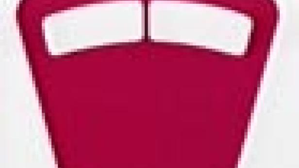 Eine stilisierte, rote Waage vor einem weißen Hintergrund.