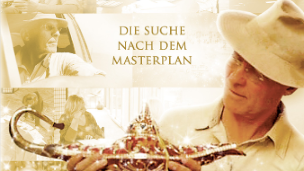 Das Buch „Die Schicksalsgesetze“ von Ruediger Dahlke mit einem Mann, der eine goldene Lampe hält.