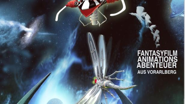 Das Filmplakat für „Noron – Der Kampf um Ampoa“ zeigt eine Fantasiewelt mit futuristischen Flugobjekten.