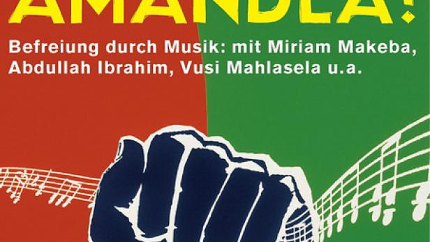 Das Filmplakat für „Amandla!“, einen Musikfilm aus Südafrika, mit einer erhobenen Faust.