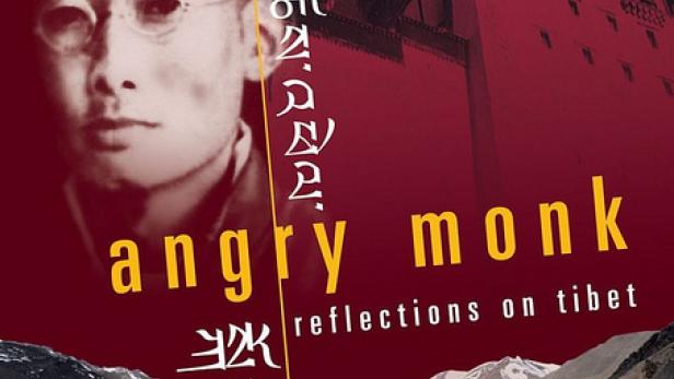 Das Filmplakat für „Angry Monk: Reflections on Tibet“ zeigt einen Mönch, einen LKW und den Potala-Palast.