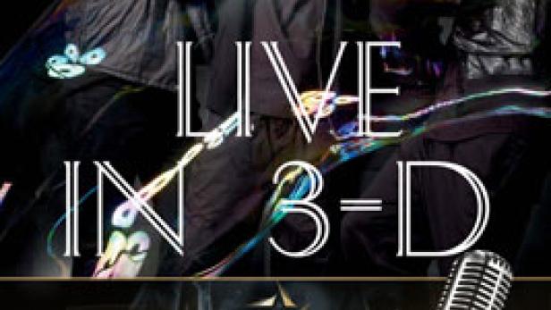 Das Cover des Konzertfilms „Live in 3-D“ von Die Fantastischen Vier zeigt die Band hinter Seifenblasen.