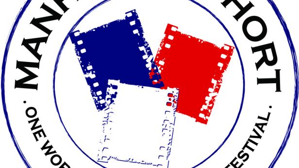 Logo des Manhattan Short Film Festivals mit Filmrollen in Blau und Rot.