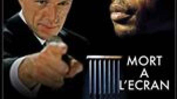 Das Filmplakat für „Mort à l'écran“ zeigt Lambert Wilson und MC Solaar.