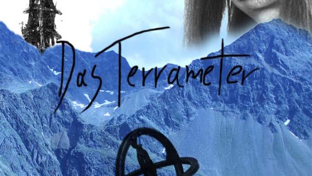 Das Filmplakat für „Das Terrameter“ zeigt Berge, Gesichter und ein rätselhaftes Symbol.
