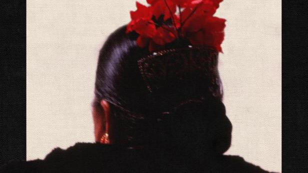 Plakat für „Los gitanos de Sevilla“ mit einer Flamenco-Tänzerin mit roten Blumen im Haar.