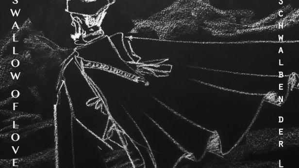 Das Filmplakat für „Die Schwalben der Liebe“ zeigt eine Kreidezeichnung auf einer Tafel.