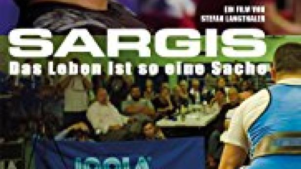 Das Filmplakat für „Sargis – Das Leben ist so eine Sache“ zeigt einen Gewichtheber.