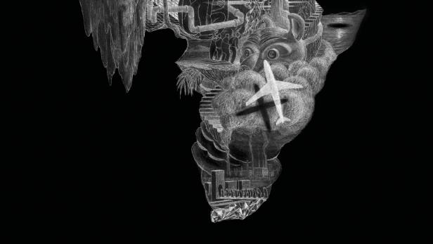 Das Filmplakat für „Bolingo“ zeigt eine Collage von afrikanischen Szenen in Form des Kontinents.