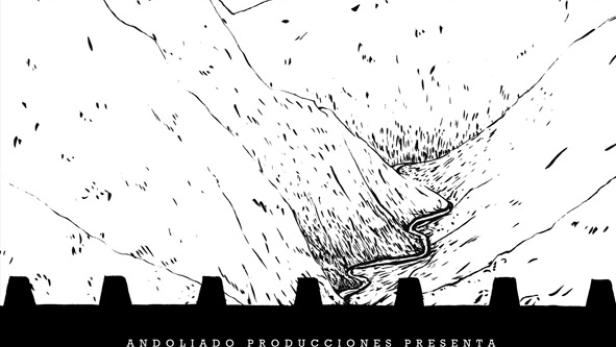 Das Filmplakat für „Apaga y Vamonos“ zeigt eine gezeichnete Berglandschaft.